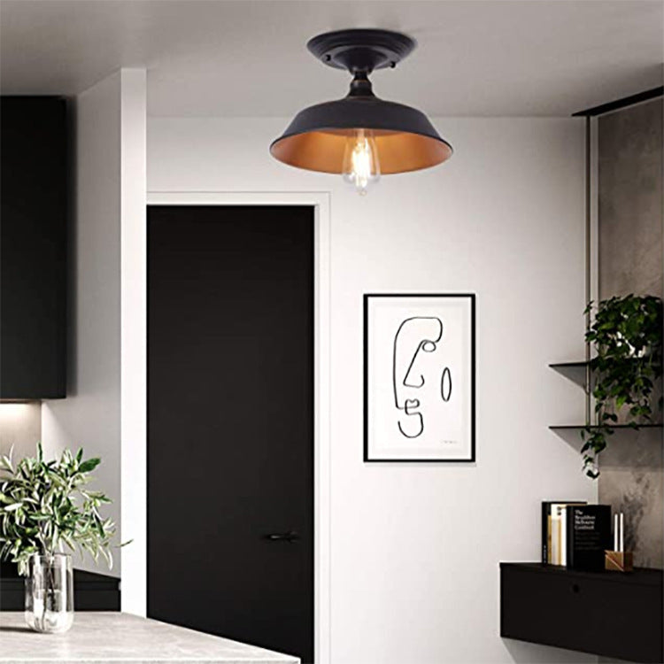Lustre de plafond semi-encastré à 1 lumière en fer avec finition bronze frotté à l&
