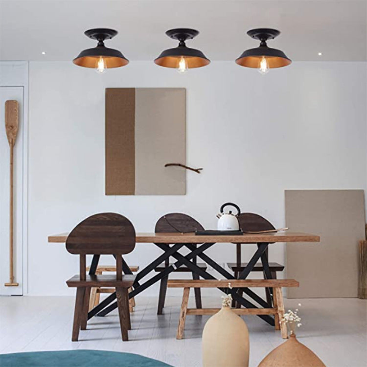 Lustre de plafond semi-encastré à 1 lumière en fer avec finition bronze frotté à l&