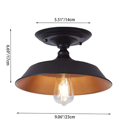 Lustre de plafond semi-encastré à 1 lumière en fer avec finition bronze frotté à l'huile industrielle contemporaine pour salle à manger 