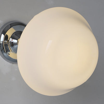 Traditional Vintage Curved Flared Cream Glass Iron 1-Light Semi-Flush Mount Ceiling Light For Bedroom