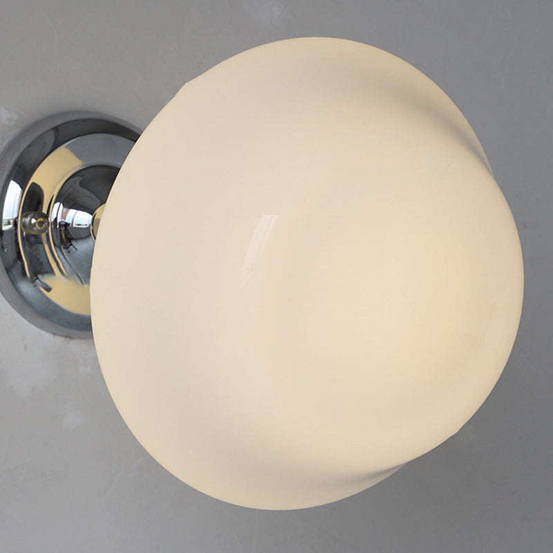 Traditional Vintage Curved Flared Cream Glass Iron 1-Light Semi-Flush Mount Ceiling Light For Bedroom