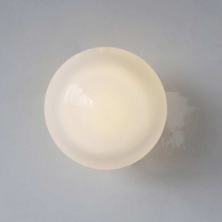 Traditional Vintage Curved Flared Cream Glass Iron 1-Light Semi-Flush Mount Ceiling Light For Bedroom