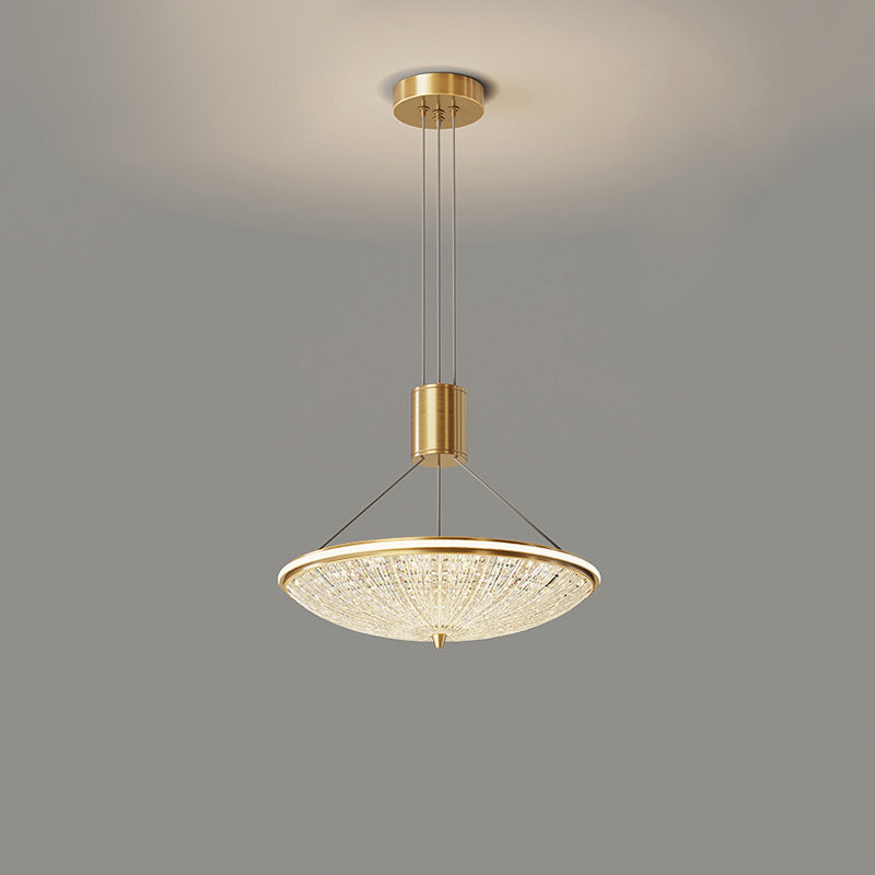 Moderne Luxus Runde Messing Acryl LED Pendelleuchte für Schlafzimmer 