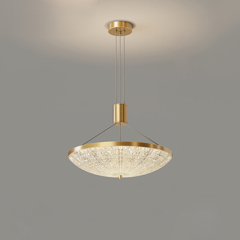 Moderne Luxus Runde Messing Acryl LED Pendelleuchte für Schlafzimmer 