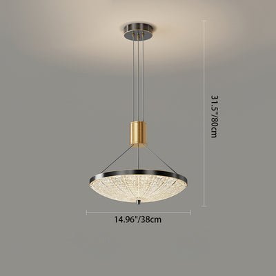 Moderne Luxus Runde Messing Acryl LED Pendelleuchte für Schlafzimmer 