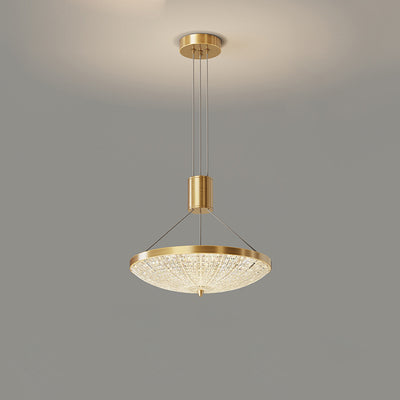 Moderne Luxus Runde Messing Acryl LED Pendelleuchte für Schlafzimmer 