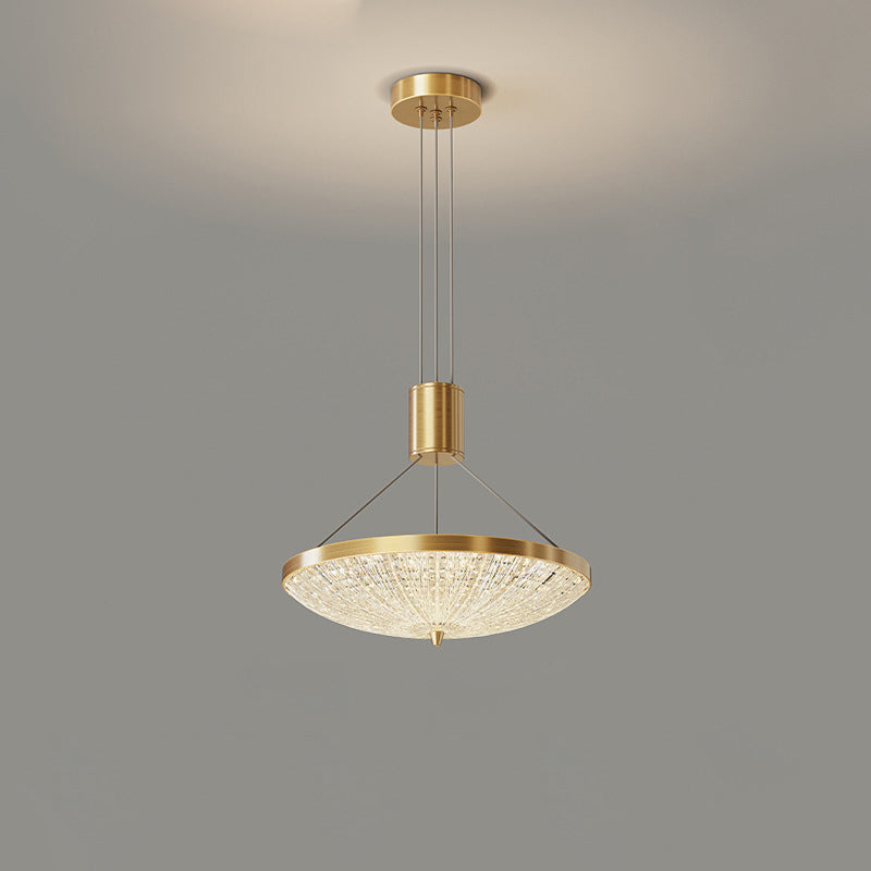 Moderne Luxus Runde Messing Acryl LED Pendelleuchte für Schlafzimmer 