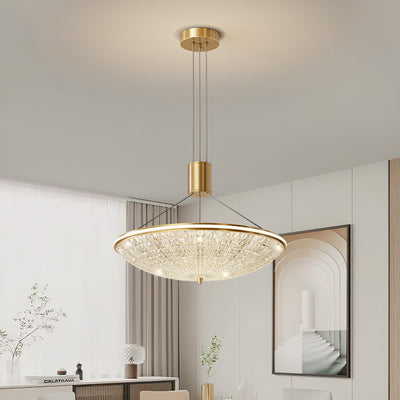 Moderne Luxus Runde Messing Acryl LED Pendelleuchte für Schlafzimmer 