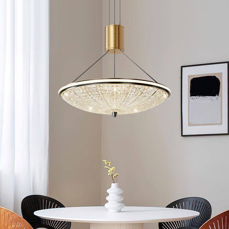 Moderne Luxus Runde Messing Acryl LED Pendelleuchte für Schlafzimmer 