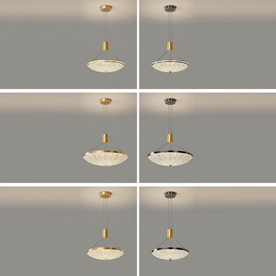 Moderne Luxus Runde Messing Acryl LED Pendelleuchte für Schlafzimmer 