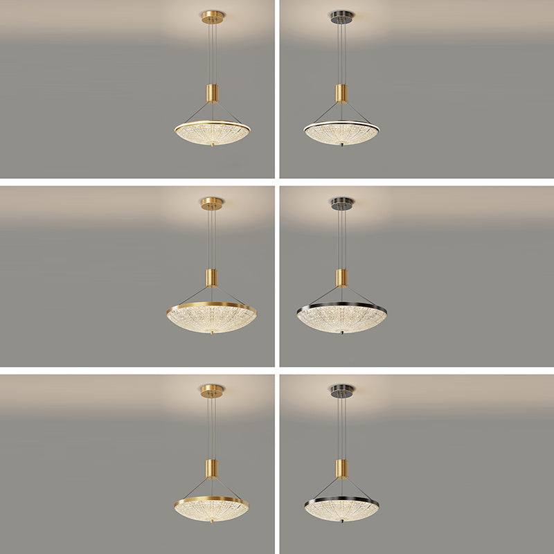 Moderne Luxus Runde Messing Acryl LED Pendelleuchte für Schlafzimmer 