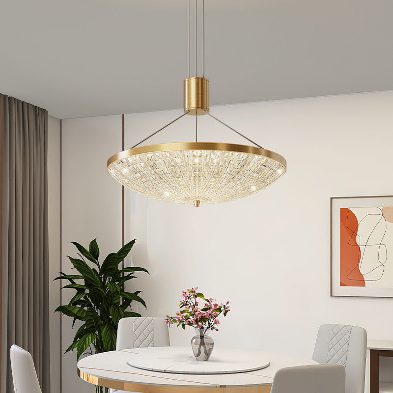 Moderne Luxus Runde Messing Acryl LED Pendelleuchte für Schlafzimmer 