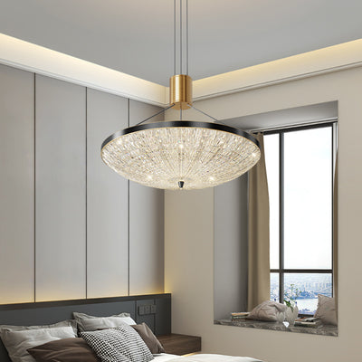 Moderne Luxus Runde Messing Acryl LED Pendelleuchte für Schlafzimmer 