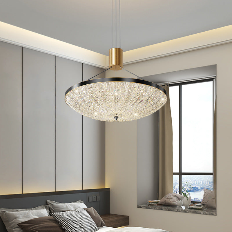 Moderne Luxus Runde Messing Acryl LED Pendelleuchte für Schlafzimmer 