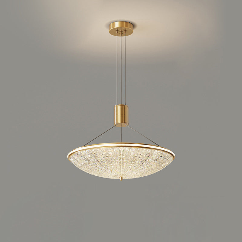 Moderne Luxus Runde Messing Acryl LED Pendelleuchte für Schlafzimmer 