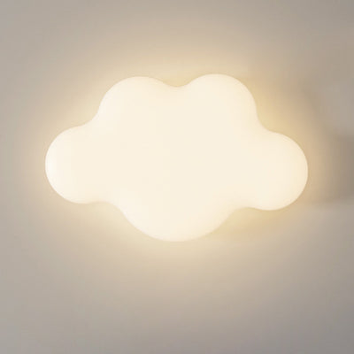 Modern Minimalist Cream Cloud Iron PE LED Flush Mount Ceiling Light For Bedroom