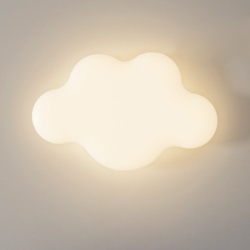 Modern Minimalist Cream Cloud Iron PE LED Flush Mount Ceiling Light For Bedroom