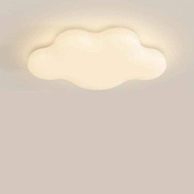 Modern Minimalist Cream Cloud Iron PE LED Flush Mount Ceiling Light For Bedroom
