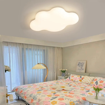 Modern Minimalist Cream Cloud Iron PE LED Flush Mount Ceiling Light For Bedroom