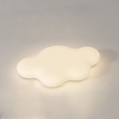 Modern Minimalist Cream Cloud Iron PE LED Flush Mount Ceiling Light For Bedroom