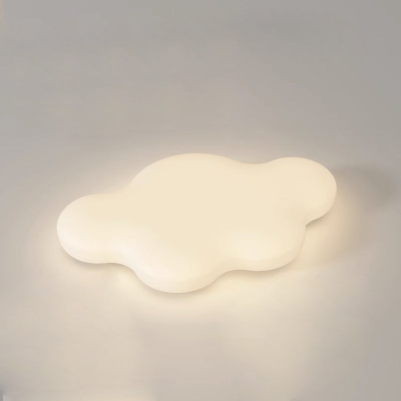 Modern Minimalist Cream Cloud Iron PE LED Flush Mount Ceiling Light For Bedroom