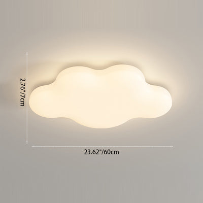 Modern Minimalist Cream Cloud Iron PE LED Flush Mount Ceiling Light For Bedroom