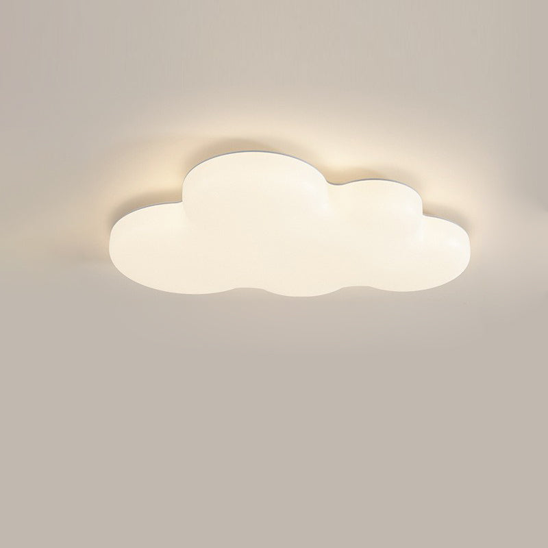 Modern Minimalist Cream Cloud Iron PE LED Flush Mount Ceiling Light For Bedroom