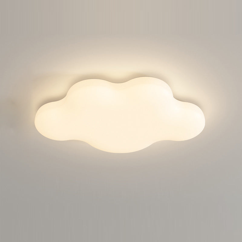 Modern Minimalist Cream Cloud Iron PE LED Flush Mount Ceiling Light For Bedroom