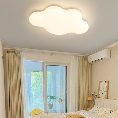 Modern Minimalist Cream Cloud Iron PE LED Flush Mount Ceiling Light For Bedroom