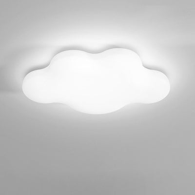 Modern Minimalist Cream Cloud Iron PE LED Flush Mount Ceiling Light For Bedroom