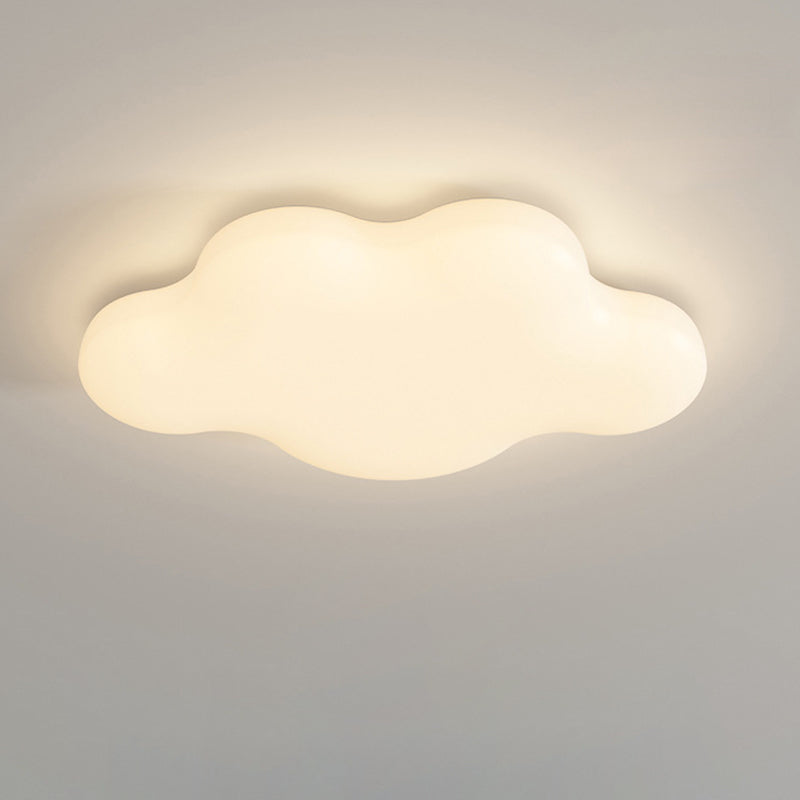 Modern Minimalist Cream Cloud Iron PE LED Flush Mount Ceiling Light For Bedroom
