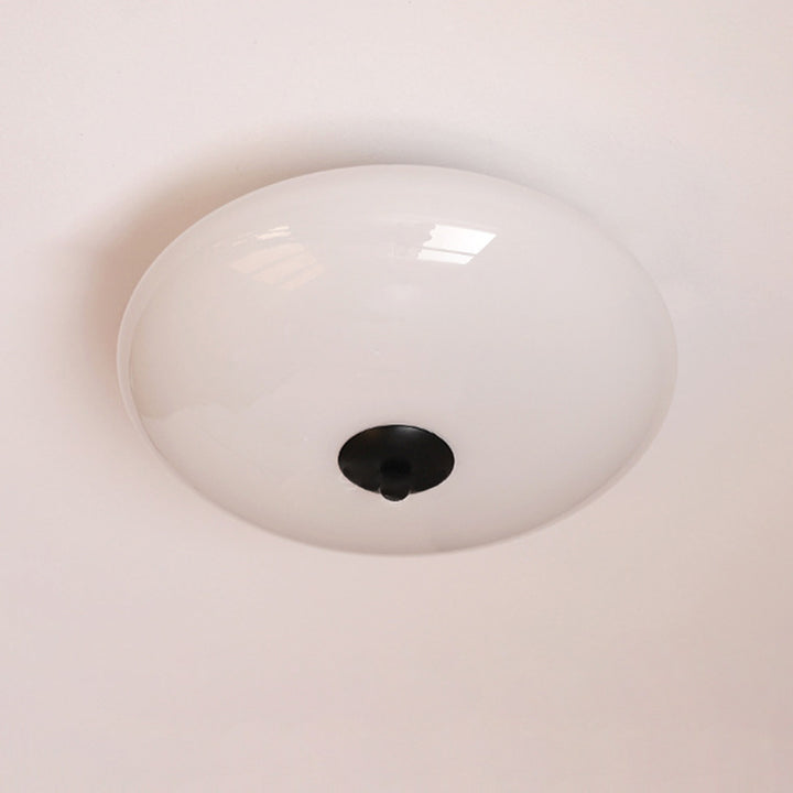 Moderne Art-Deco-Trommel-Opal-Eisen-Glas-LED-Halbeinbau-Deckenleuchte für das Schlafzimmer 