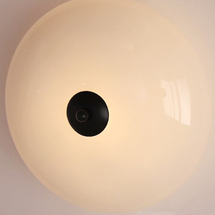 Moderne Art-Deco-Trommel-Opal-Eisen-Glas-LED-Halbeinbau-Deckenleuchte für das Schlafzimmer 