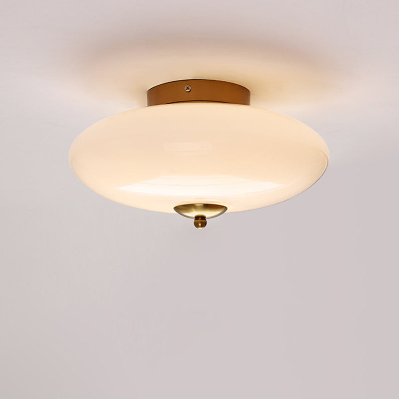 Moderne Art-Deco-Trommel-Opal-Eisen-Glas-LED-Halbeinbau-Deckenleuchte für das Schlafzimmer 