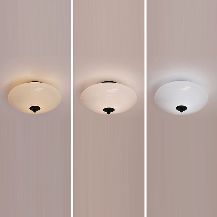 Moderne Art-Deco-Trommel-Opal-Eisen-Glas-LED-Halbeinbau-Deckenleuchte für das Schlafzimmer 