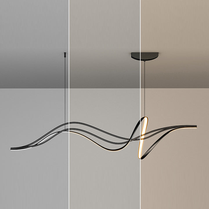 Lustres LED en silicone avec bande linéaire en fer minimaliste moderne et chaton de saule pour salle à manger 