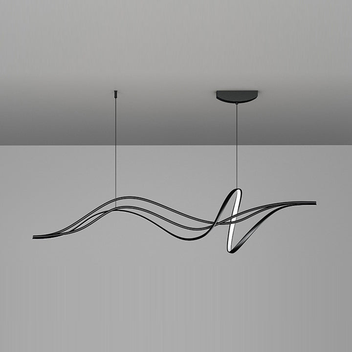 Lustres LED en silicone avec bande linéaire en fer minimaliste moderne et chaton de saule pour salle à manger 