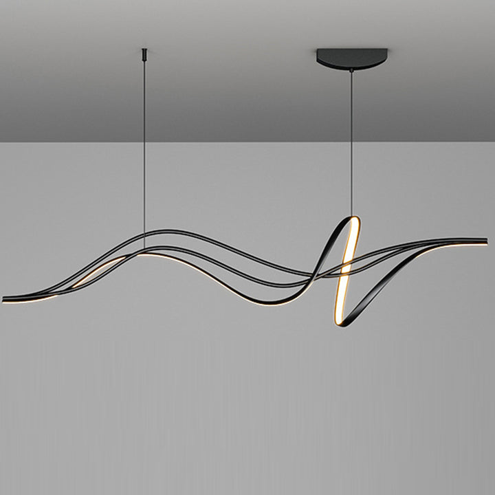 Lustres LED en silicone avec bande linéaire en fer minimaliste moderne et chaton de saule pour salle à manger 