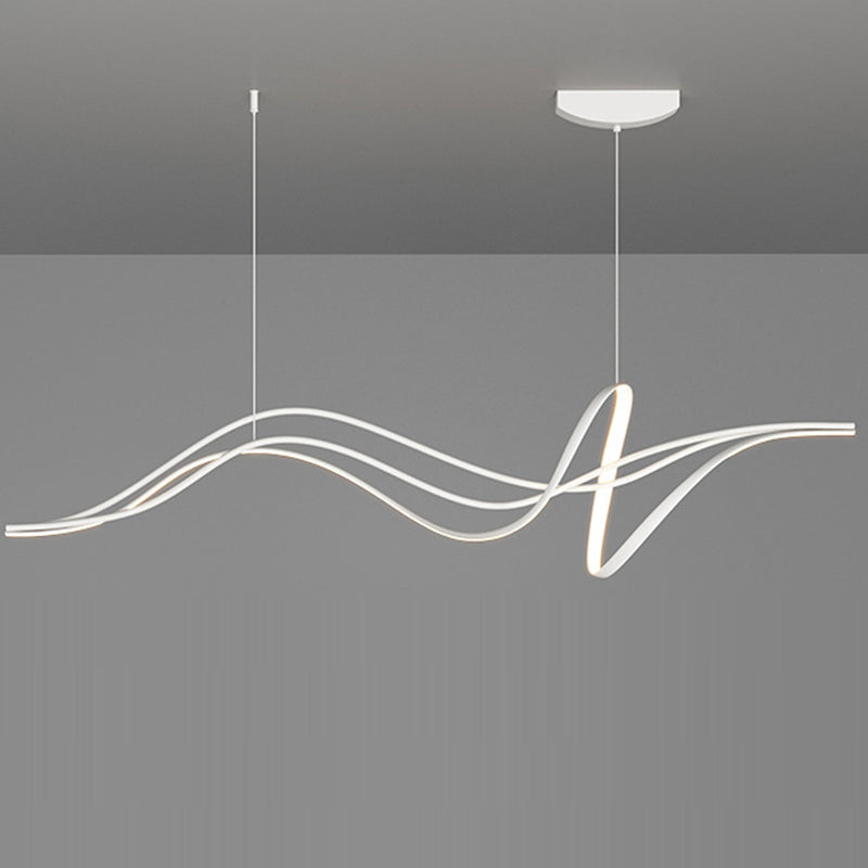 Lustres LED en silicone avec bande linéaire en fer minimaliste moderne et chaton de saule pour salle à manger 