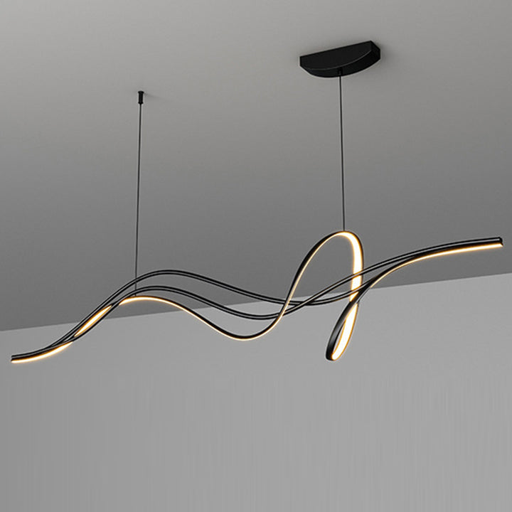 Lustres LED en silicone avec bande linéaire en fer minimaliste moderne et chaton de saule pour salle à manger 