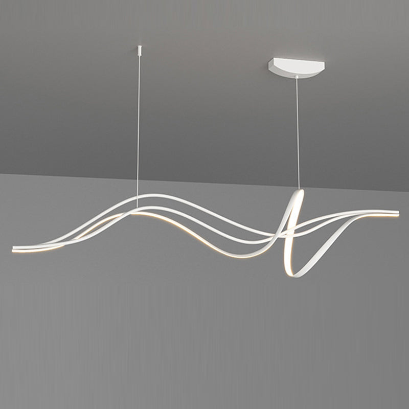 Lustres LED en silicone avec bande linéaire en fer minimaliste moderne et chaton de saule pour salle à manger 