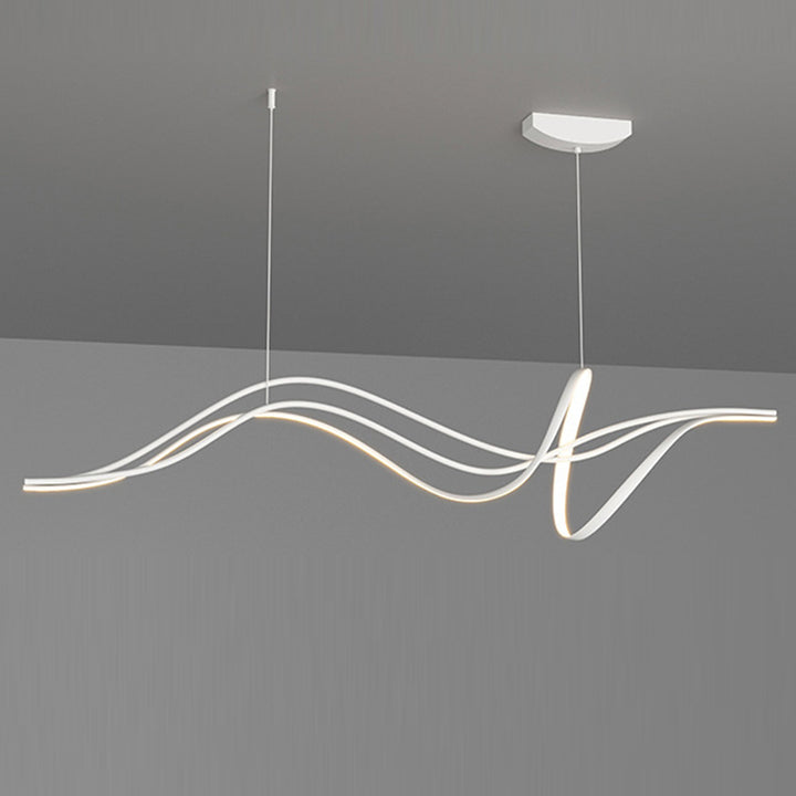 Lustres LED en silicone avec bande linéaire en fer minimaliste moderne et chaton de saule pour salle à manger 