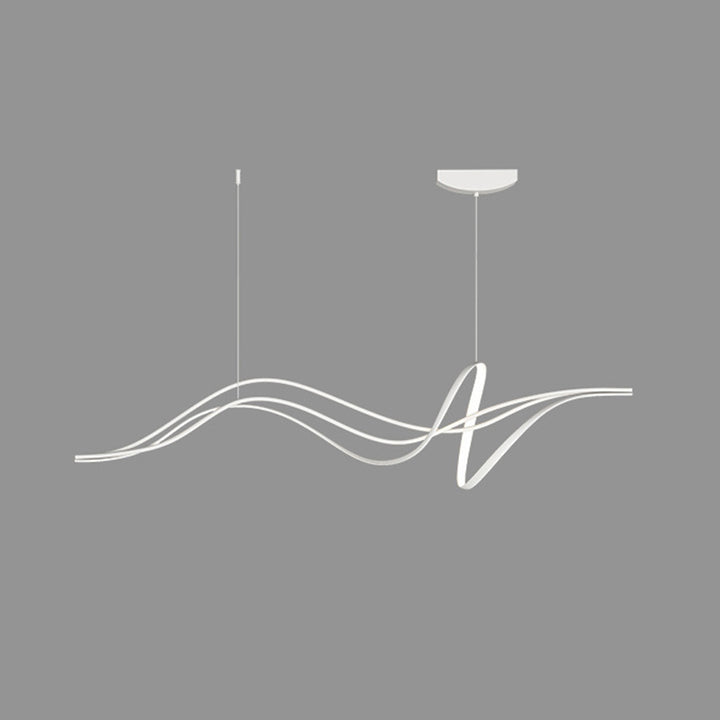 Lustres LED en silicone avec bande linéaire en fer minimaliste moderne et chaton de saule pour salle à manger 