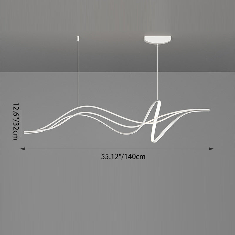 Lustres LED en silicone avec bande linéaire en fer minimaliste moderne et chaton de saule pour salle à manger 