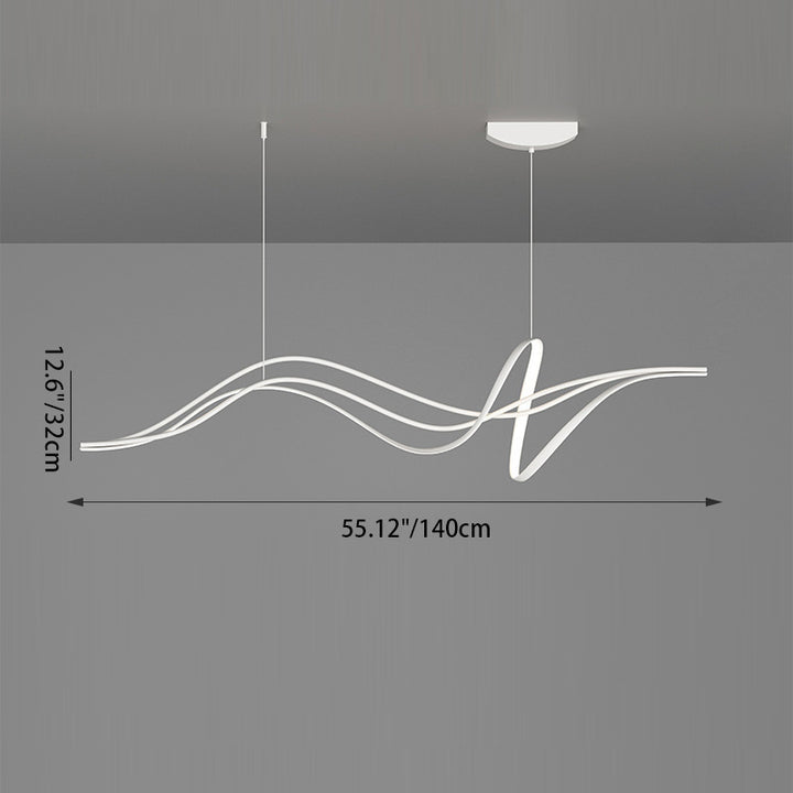 Lustres LED en silicone avec bande linéaire en fer minimaliste moderne et chaton de saule pour salle à manger 