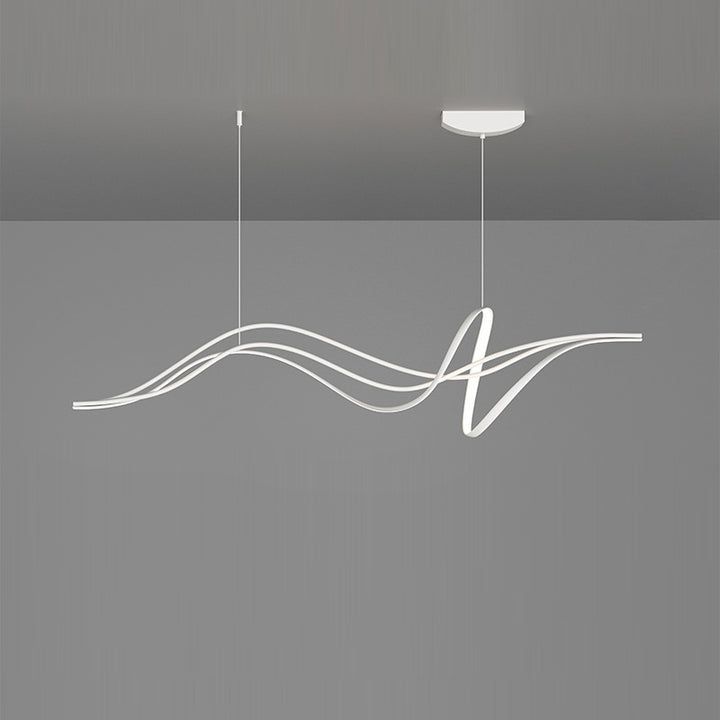 Lustres LED en silicone avec bande linéaire en fer minimaliste moderne et chaton de saule pour salle à manger 