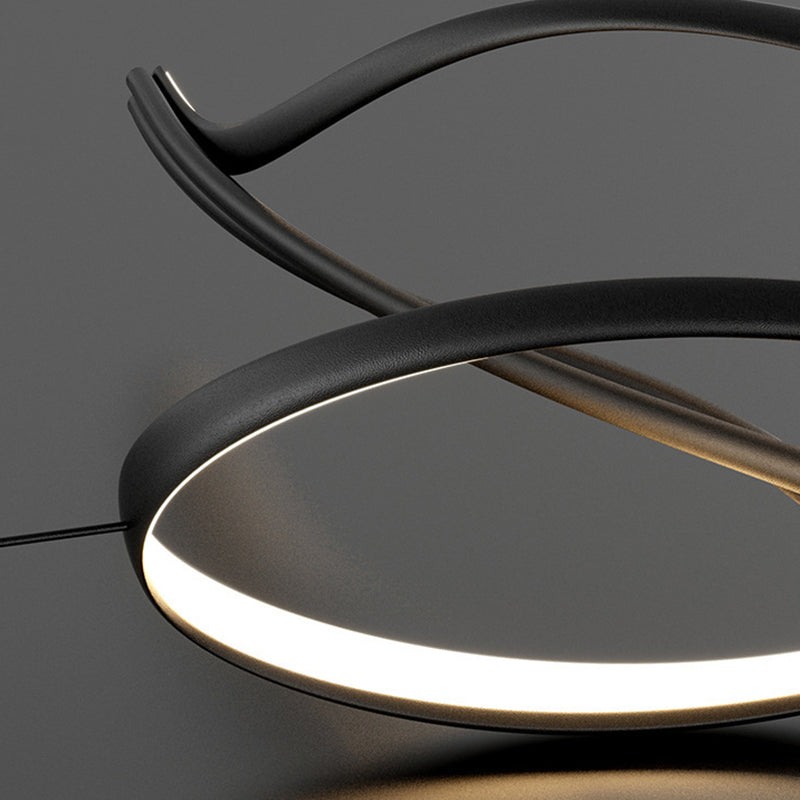 Lustres LED en silicone avec bande linéaire en fer minimaliste moderne et chaton de saule pour salle à manger 