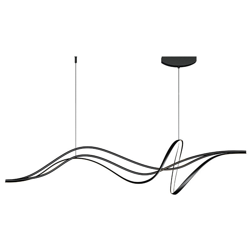 Lustres LED en silicone avec bande linéaire en fer minimaliste moderne et chaton de saule pour salle à manger 