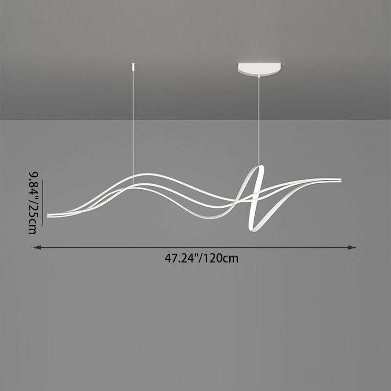 Lustres LED en silicone avec bande linéaire en fer minimaliste moderne et chaton de saule pour salle à manger 