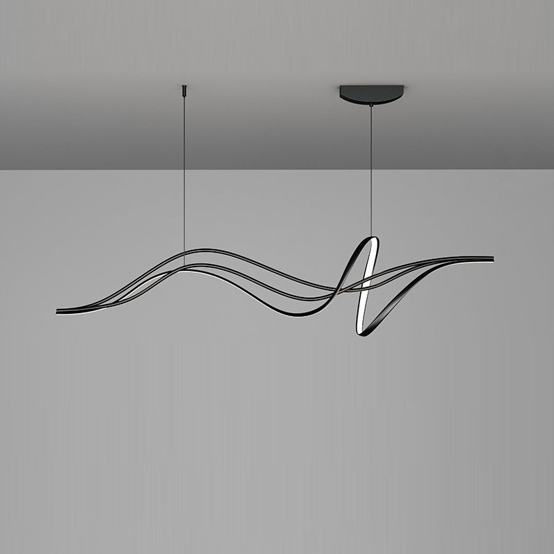 Lustres LED en silicone avec bande linéaire en fer minimaliste moderne et chaton de saule pour salle à manger 